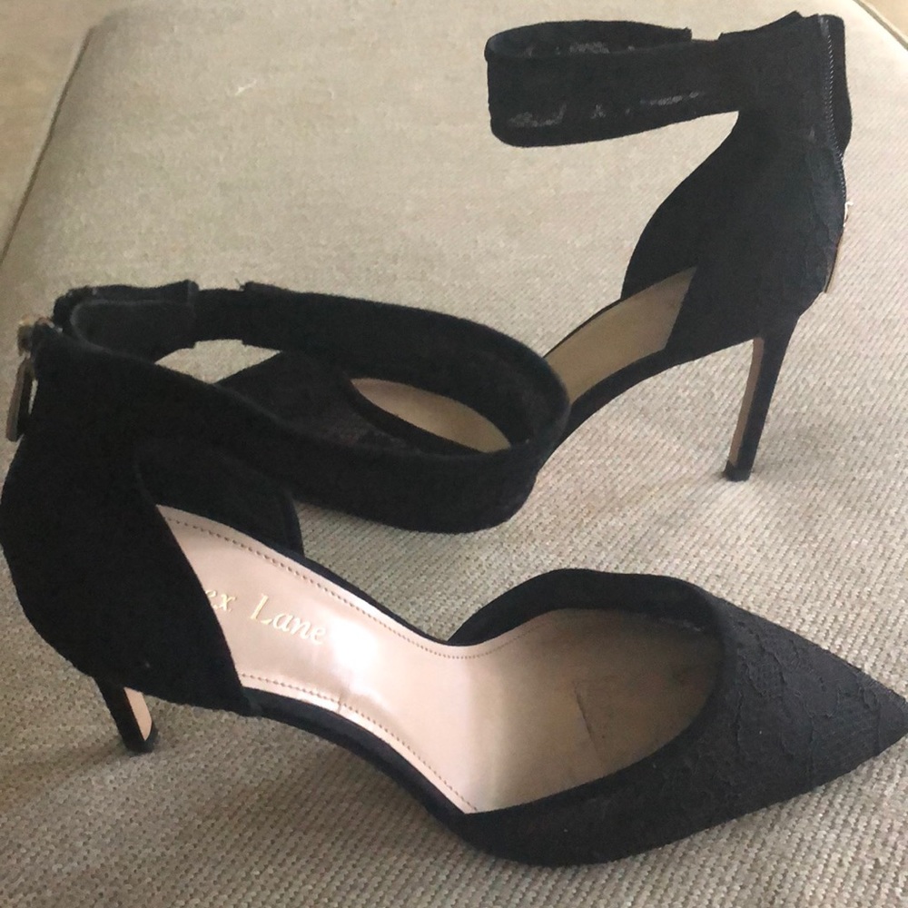 3.75 inch ankle strap Lace covered heels